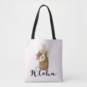Antikes Tropisches Ananas Hibiskus Florales Aloha