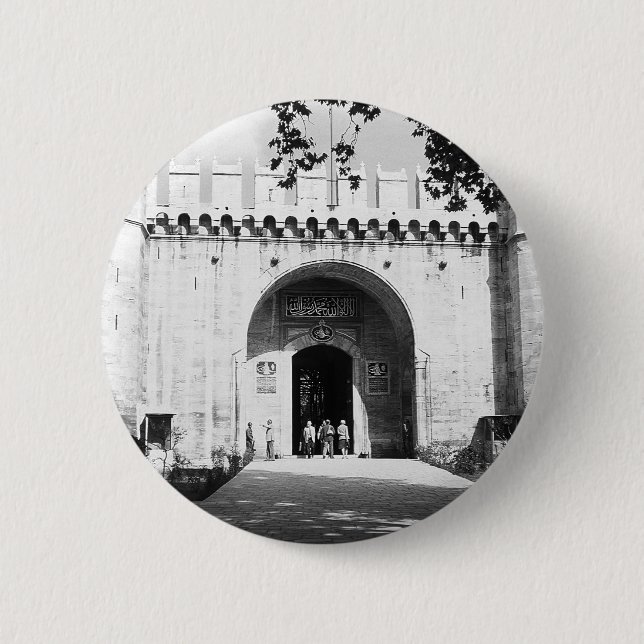 Antikes Türkei Istanbul Topkapi Palast Tor Postkar Button (Vorderseite)