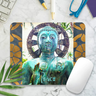 Antikes türkisfarbenes Buddha Gold Mosaik Foto Fri Mousepad
