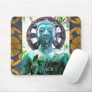 Antikes türkisfarbenes Buddha Gold Mosaik Foto Fri Mousepad