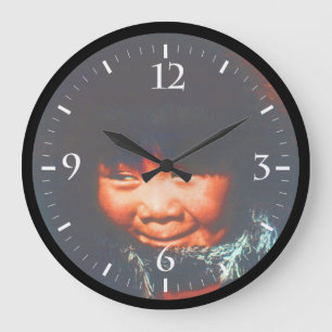 Antikes USA Alaska Eskimo Kind Große Wanduhr