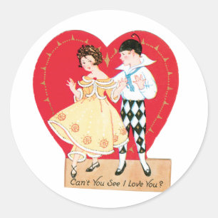 Antikes Valentins-Herzenpaar Runder Aufkleber