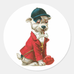 Antikes Valentins-Hundeherz Runder Aufkleber
