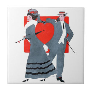 Antikes Valentins-Paar Fliese