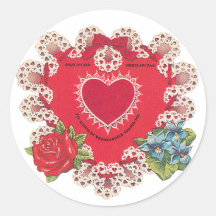 Antikes Valentinsblumenherz Runder Aufkleber
