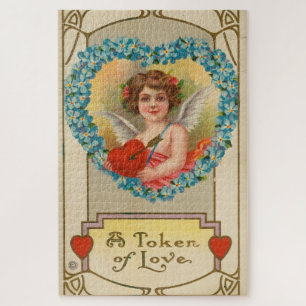 Antikes Valentinsgrußkarte, Stecher Litho Company, Puzzle