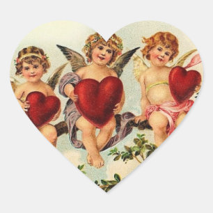 Antikes Valentinsherz Herz-Aufkleber