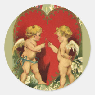 Antikes Valentinstag, Cherubs äußern einen Wunsch Runder Aufkleber