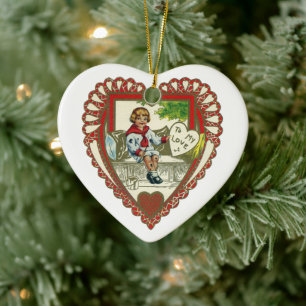 Antikes Valentinstag im viktorianischen Stil, Jung Keramikornament