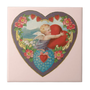 Antikes Valentinstag-Motiv mit viktorianischen Che Fliese