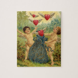 Antikes Valentinstag-Motiv, viktorianische Cherubs Puzzle