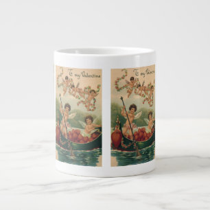 Antikes Valentinstag, viktorianische Cherubinen im Jumbo-Tasse