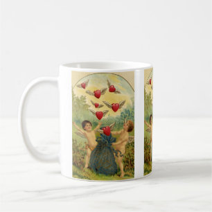 Antikes Valentinstag, viktorianische Cherubs Herze Tasse