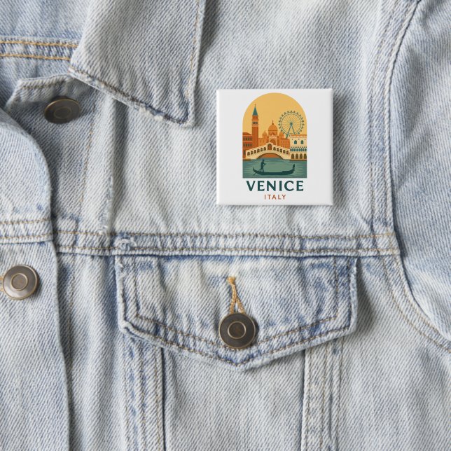 Antikes Venedig Italien Knopf – Retro Gondel Reise Button (Beispiel)