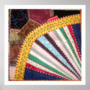 Antikes verrücktes viktorianisches Quilt-Quadrat Poster