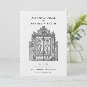 Antikes verziertes Tor Hochzeit Einladung