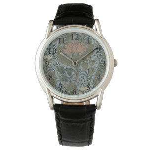 Antikes viktorianisches Blumenmuster Salbei Terrak Armbanduhr