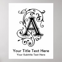 Antikes viktorianisches Buchstabe A Monogramm