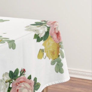 Antikes viktorianisches gelbes rosa weißes Rosenmu Tischdecke