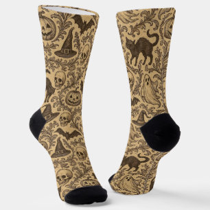 Antikes viktorianisches Halloween-Muster mit Geist Socken
