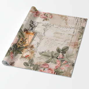 Antikes viktorianisches Parfüm-Decoupage  Geschenkpapier