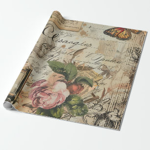 Antikes viktorianisches Parfüm-Decoupage  Geschenkpapier