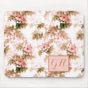 Antikes viktorianisches rosa Blumenmuster Elegant  Mousepad