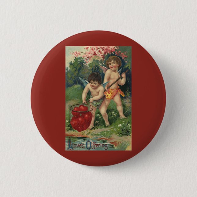 Antikes viktorianisches Valentinstag-Geschenk der  Button (Vorderseite)
