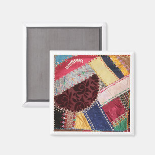 Antikes, viktorianisches verrücktes Quilt-Quadrat Magnet