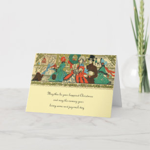 Antikes viktorianisches Weihnachtsfenster-Shopping Feiertagskarte