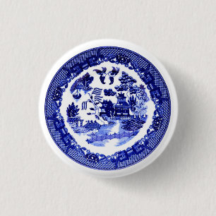 Antikes Vintage Blue Willow Muster circa 1790 Button
