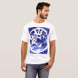 Antikes Vintage Blue Willow Muster circa 1790 T-Shirt