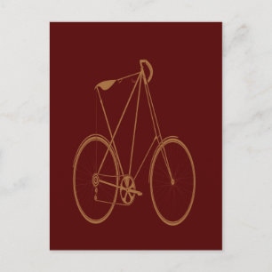 Antikes Vintage-Fahrrad Rot Beiges Fahrrad Radfahr Postkarte