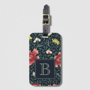 Antikes Vintage hübsches florales Monogramm Gepäckanhänger