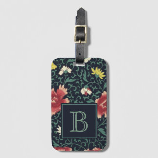 Antikes Vintage hübsches florales Monogramm Gepäckanhänger