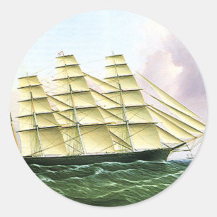 Antikes Vintage-Transportschiff Clipper auf See Runder Aufkleber