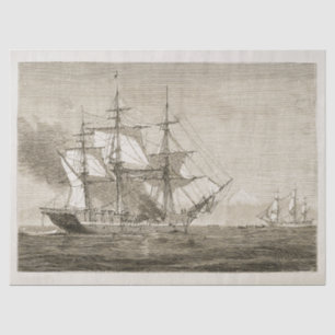 Antikes Vintages altes Segelboot Beige Seidenpapier