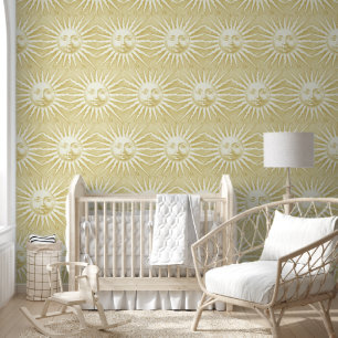 Antikes Vintages Beige Gold Sonnenansicht Tapete