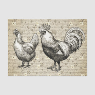 Antikes Vintages Beige Rooster Hen Französisches S Seidenpapier