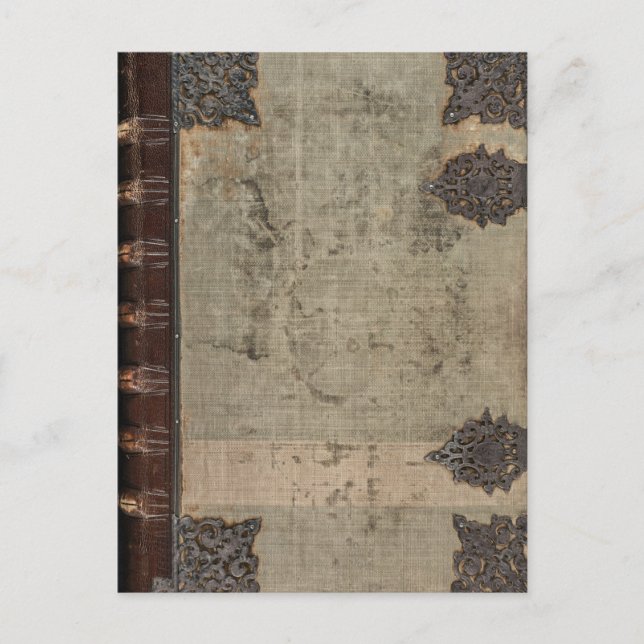 Antikes Vintages Buchcover mit Metallscharnieren Postkarte (Vorderseite)