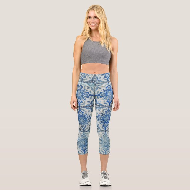 Antikes Vintages portugiesisches Fliesenmuster - A Capri Leggings (Vorderseite)