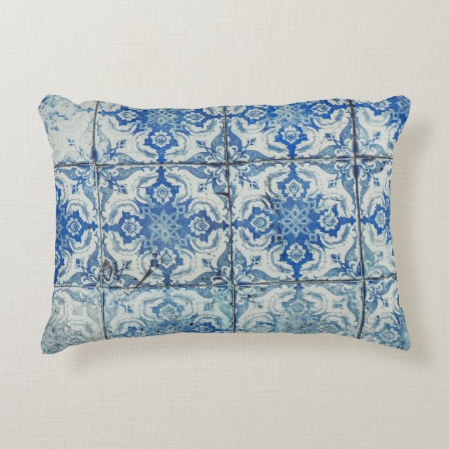 Antikes Vintages portugiesisches Fliesenmuster - A Dekokissen (Vorderseite)