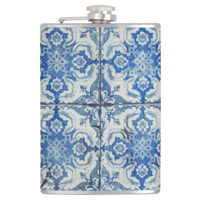 Antikes Vintages portugiesisches Fliesenmuster - A Flachmann (Vorderseite)