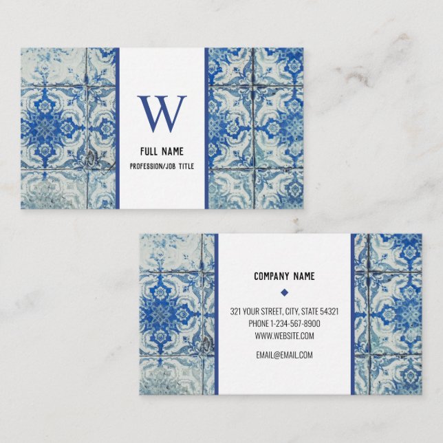 Antikes Vintages portugiesisches Fliesenmuster - A Visitenkarte (Vorne/Hinten)