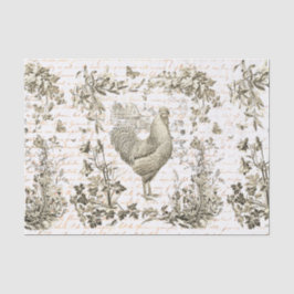 Antikes Vintages Rooster Beige Blumenschrift Seidenpapier