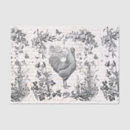 Antikes Vintages Rooster Graues Blumenbild Seidenpapier