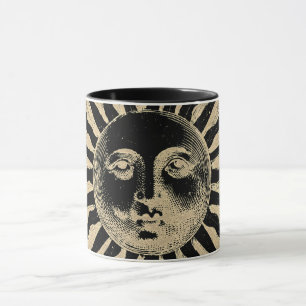 Antikes Vintages Schwarzes Sonnenbild Tasse