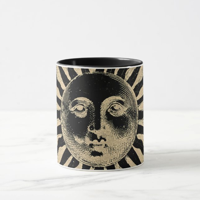 Antikes Vintages Schwarzes Sonnenbild Tasse (Zentrum)