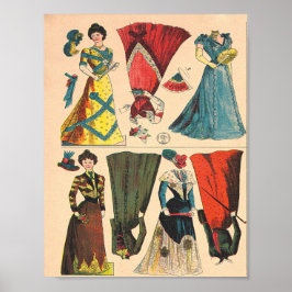 Antikes Vintages Viktorianisches Papierpuppenkleid Poster