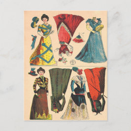 Antikes Vintages Viktorianisches Papierpuppenkleid Postkarte